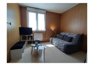 ein Wohnzimmer mit Sofa und Tisch in der Unterkunft Appartement entier centre-ville in La Rochelle
