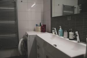 Koupelna v ubytování Apartmán Pasohlávky - rodinný komfort se dvěma ložnicemi a kuchyní + 4 fotografie