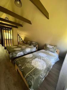 a bedroom with two beds in a room at Ozolsala in Mazdzerkaļi