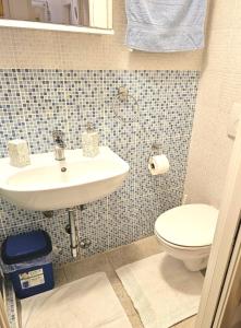 a bathroom with a sink and a toilet at Gospoja Park & Beach Apartment Vrbnik in Vrbnik +14 photos
