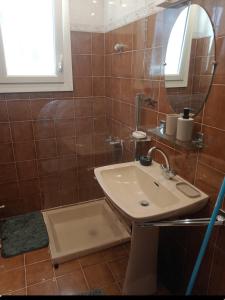 a bathroom with a sink and a mirror at Nid douillet à Cransac in Cransac