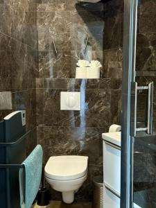 a bathroom with a toilet and a sink at Studette Cosy in Saint-James