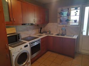 a kitchen with a washer and a stove and a sink at J&F village house in Arta