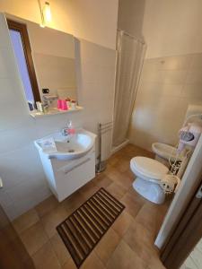 a bathroom with a white sink and a toilet at B&B Il Poggio in Villagrande
