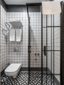 a bathroom with a toilet and a shower at The Big Urban Stay in Istanbul
