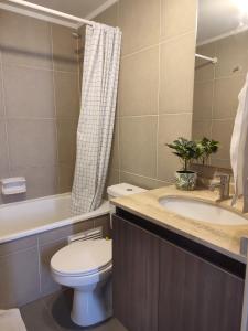a bathroom with a toilet and a sink at Departamento Ejecutivo - central en Calama in Calama