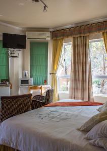 a bedroom with a large bed and a window at Villa-Candilabra Guesthouse in Komatipoort