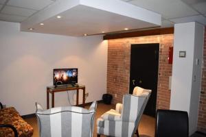 TV a/nebo společenská místnost v ubytování Hôtel particulier du marché