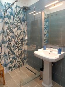 a bathroom with a sink and a shower at Le tre civette in Agropoli +56 photos