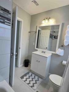 a bathroom with a sink and a toilet and a mirror at Conant White in Jacksonville