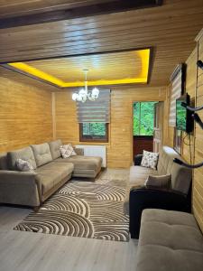 a living room with a couch and a rug at Mavera Suite in Uzungöl