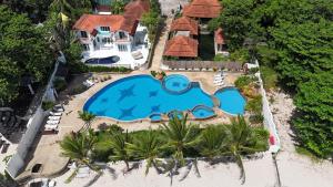an aerial view of a house with a swimming pool at privat com beach villa 5 bedroom in Koh Samui