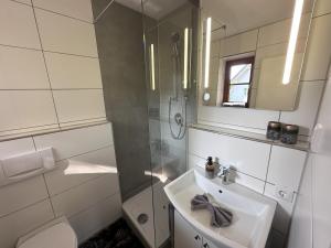 阿尔高内的伊门施塔特Alpenglück的带水槽和淋浴的浴室