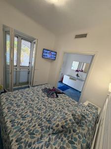 a bedroom with a bed and a tv on the wall at Bellessere in vacanza Forio d’ Ischia in Forio d'Ischia +100 photos