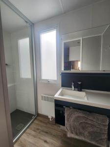 Koupelna v ubytování Mobilhome dans les Pins + 23 fotografií
