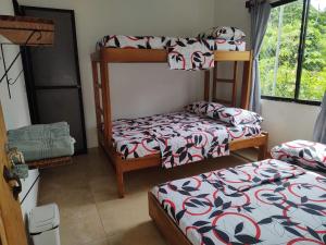 a bedroom with two bunk beds and a window at Hostal Rojoyale capurgana in Acanti