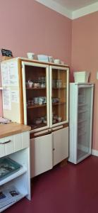 a kitchen with a cabinet with dishes in it at Emmas in Neustadt an der Weinstraße