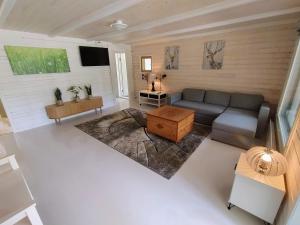 ein Wohnzimmer mit Sofa und Tisch in der Unterkunft Revonmaja in Vehkataipale