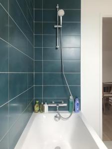 サン・リュネールにあるVilla Les Charmettesのバスタブとシャワー付きのバスルーム +33枚の写真