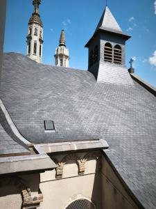 ヴィシーにあるLe Tour - Hypercentre - Opéra 150 m - Bord d'Allierの2つの塔を持つ教会の屋根