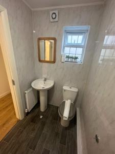 a bathroom with a toilet and a sink at Spacious and Welcoming one-bedroom apartment in Sunningwell