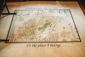 a map on a floor with the words to the place i belong at Corton Lodge Bell Tower Suite Private Riverfront in Clendenin +37 photos