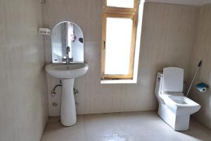 a bathroom with a sink and a toilet at Idress home stay hunder in Hundar