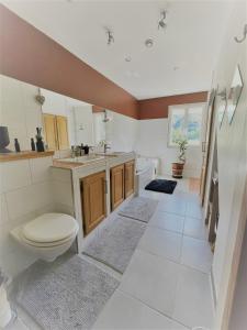 un baño con inodoro y lavabo en Une villa en Provence, en Tartonne