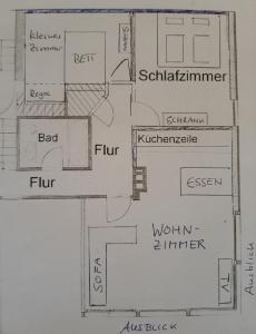 un dessin d'un plan d'étage d'une maison dans l'établissement Haus Seeblick Markdorf, à Markdorf