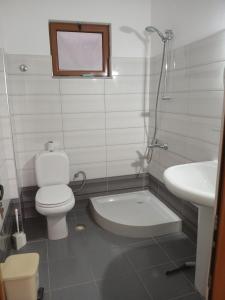 a bathroom with a toilet and a sink at Casa dei sogni in Borsh