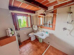 a bathroom with a white toilet and a sink at Podere tra gli Ulivi - Yoga, Natura e Silenzio in Parrano +39 photos
