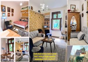 Posezení v ubytování Vyšehrad flat 2 private rooms for up to 4 guests Center & Congress