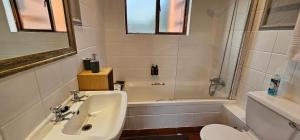 a bathroom with a sink and a toilet and a tub at Acacia at Greenway Woods in White River