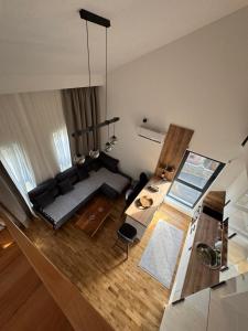 una vista dall'alto di un soggiorno con un divano di TARA & SPA apartment Kolasin a Kolašin
