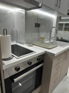 una cocina con fregadero y encimera en A living skg 2 Quiet Luxury, en Tesalónica