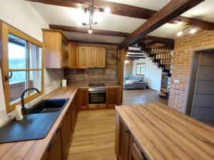 a kitchen with a sink and a counter top at Bakina kuća in Jasetići