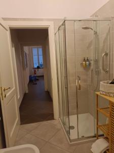 a bathroom with a shower and a walk in shower at Bogino 18 Apartment - Turin in Turin