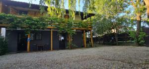 a house with vines growing on the side of it at Vila Curtea de Arges in Curtea de Argeş