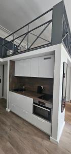 Η κουζίνα ή μικρή κουζίνα στο Telegrafas25-modern apartment in the center of Kaunas