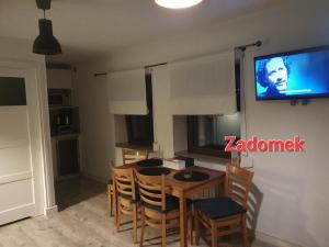 Televízia a/alebo spoločenská miestnosť v ubytovaní Apartament STUDIO i Apartament ZADOMEK Spytkowice koło ZATORA
