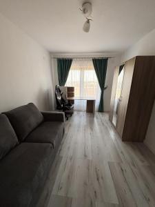 a living room with a couch and a desk at Casa Stefan in Sînmartin