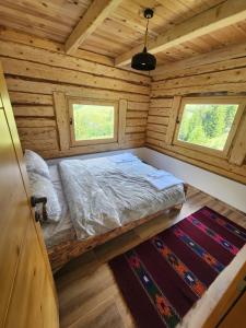 普拉夫Maslo的小木屋内的卧室,配有床