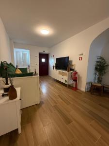 エストレモスにあるHabita Estremozのソファとテレビのあるリビングルーム