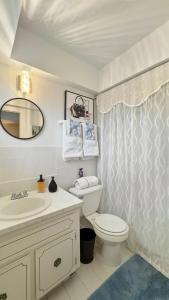 プランテーションにあるAmazing Home Just Mins To Hospitals Golf & Parksのトイレ、洗面台、鏡を備えたバスルーム +32枚の写真