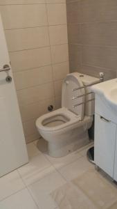 a bathroom with a white toilet and a sink at Malik's place in Novalja +24 photos