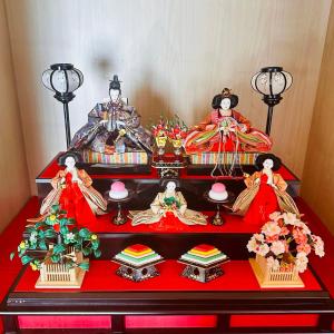 a table with two dolls on top of it at Asakusa Ginza direct access to the airport in Tokyo