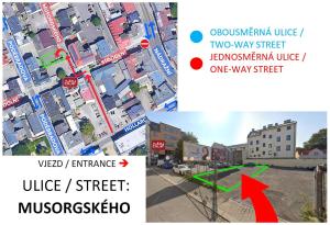 a collage of two photographs of a city street at Ruby Blue in Ostrava