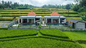 a house in the middle of a rice field at Alam Dana Ubud in Ubud