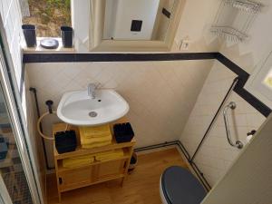 a small bathroom with a sink and a toilet at GITE AVEC SPA JACUZZI au cœur de Provence Côte d'Azur in Saint Antonin du Var