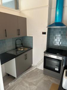 ロンドンにあるBethnal Green Nestのシンクとコンロのある小さなキッチン